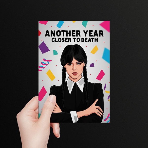 Wednesday from Addams Family Funny Birthday Card - All Things Banter