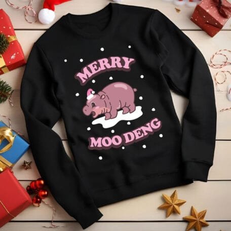 Moo Deng Viral Hippo Funny Christmas Jumper