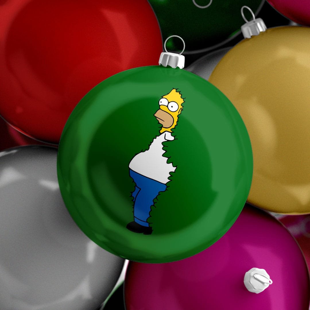 Homer in a Bush Funny Christmas Bauble