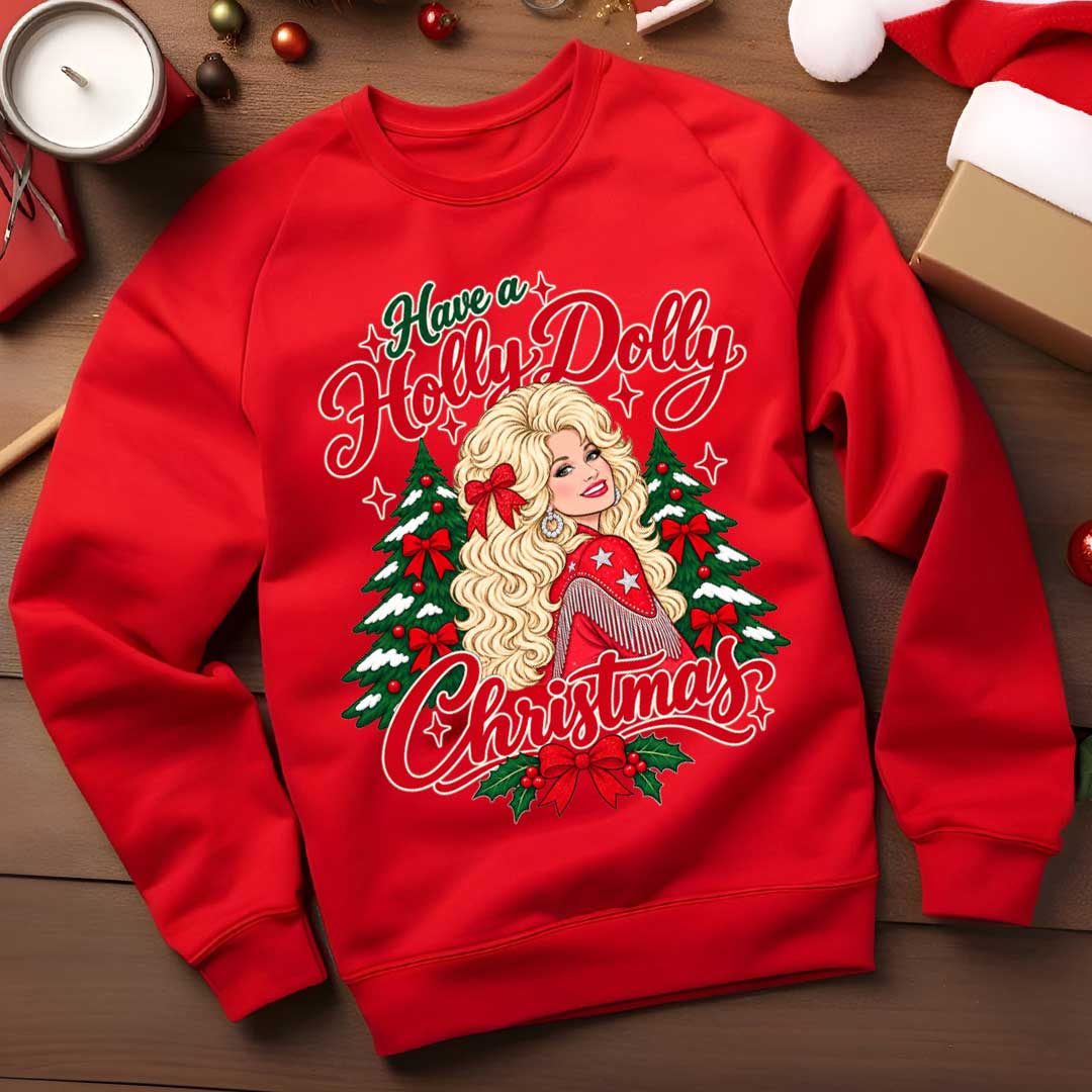 Holly Dolly Parton Christmas Jumper | Great Christmas Jumper for 2026 | Cute Christmas Jumper for Her | Christmas Jumper Day
