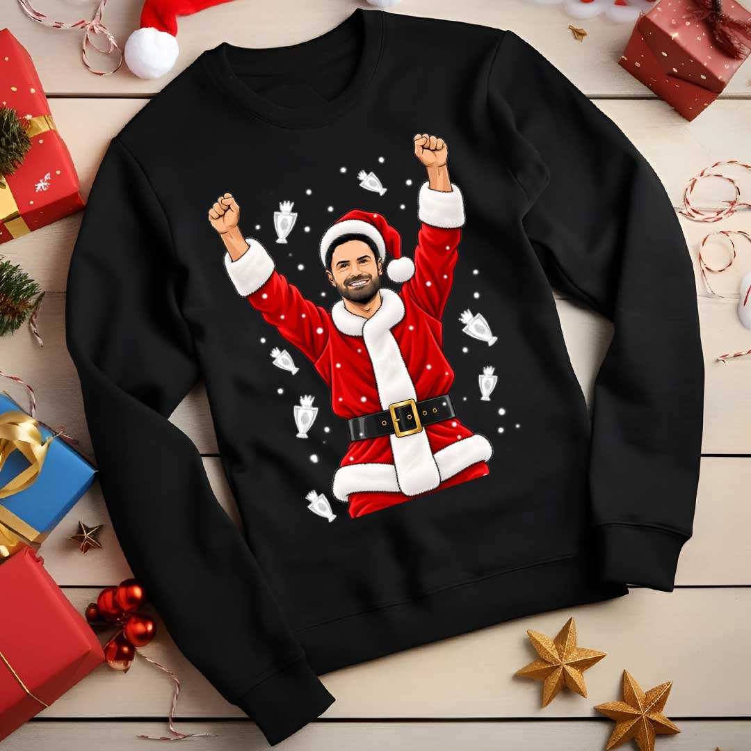 Mikel Arteta Premier League Winners Christmas Jumper | Arsenal Funny Xmas Sweatshirt | Arsenal Fan Christmas Gift | Football Jumper 2026