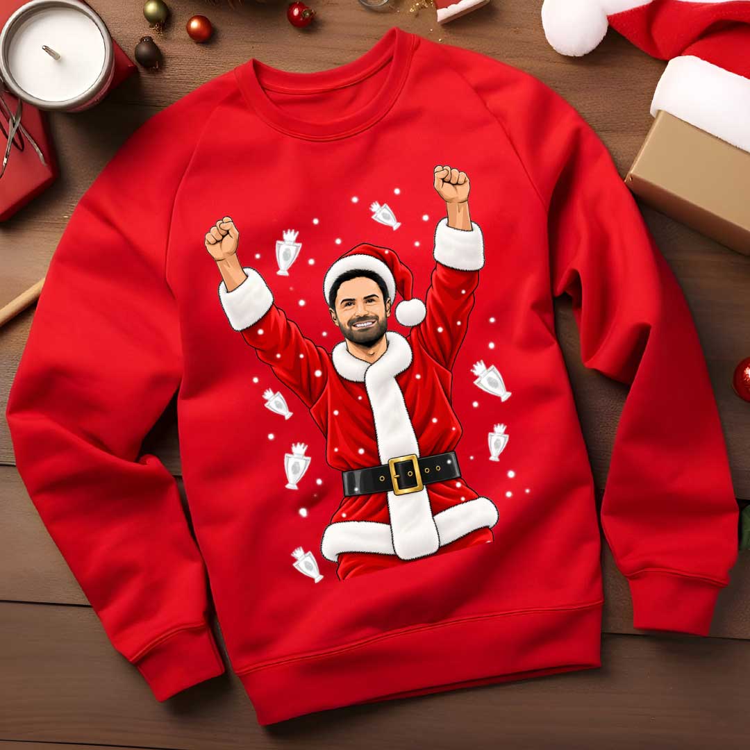 Mikel Arteta Premier League Winners Christmas Jumper | Arsenal Funny Xmas Sweatshirt | Arsenal Fan Christmas Gift | Football Jumper 2026