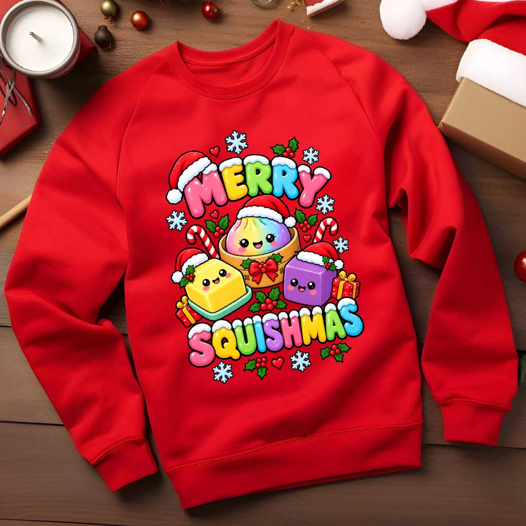 Merry Squishmas Funny Dumpling Christmas Jumper Pink Design | Great Christmas Jumper for 2026 | Funny Child's Jumper | Christmas Jumper Day